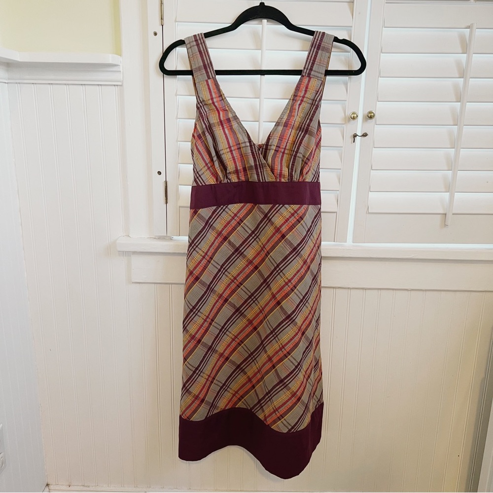 Patagonia Vintage Y2K Purple & Multicolor Plaid Sleeveless Dress Size 12